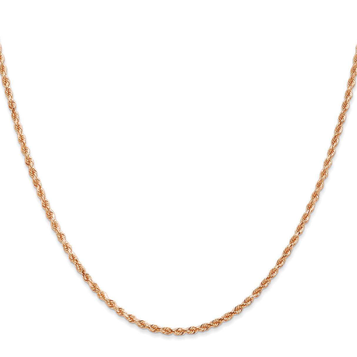 14K Rose Gold 2 mm Rope Chain Necklace, Polished