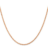 14K Rose Gold 2 mm Rope Chain Necklace, Polished