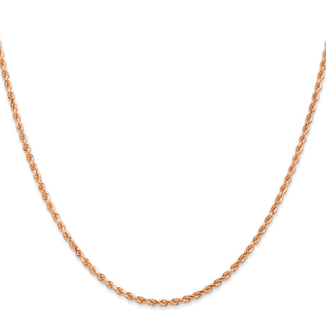 14K Rose Gold 2 mm Rope Chain Necklace, Polished