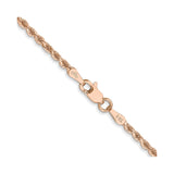 14K Rose Gold 2 mm Rope Chain Necklace, Polished alternate angle