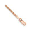 14K Rose Gold 2 mm Rope Chain Bracelet, Polished