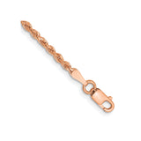 14K Rose Gold 2 mm Rope Chain Bracelet, Polished
