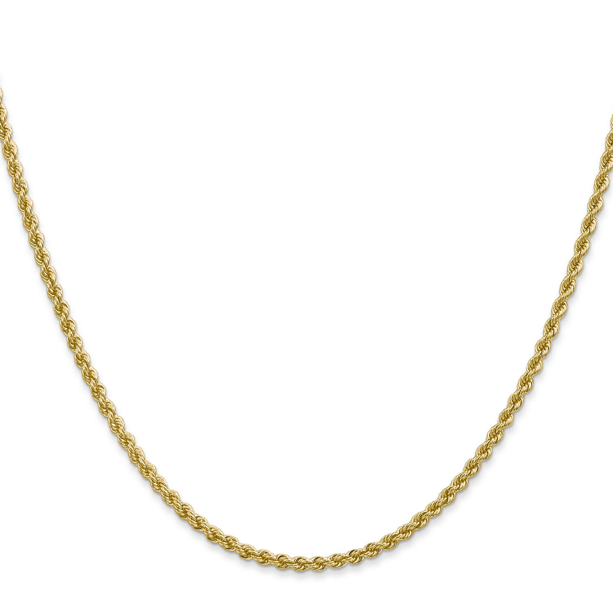 14K Yellow Gold 2.25 mm Rope Chain Necklace, Polished