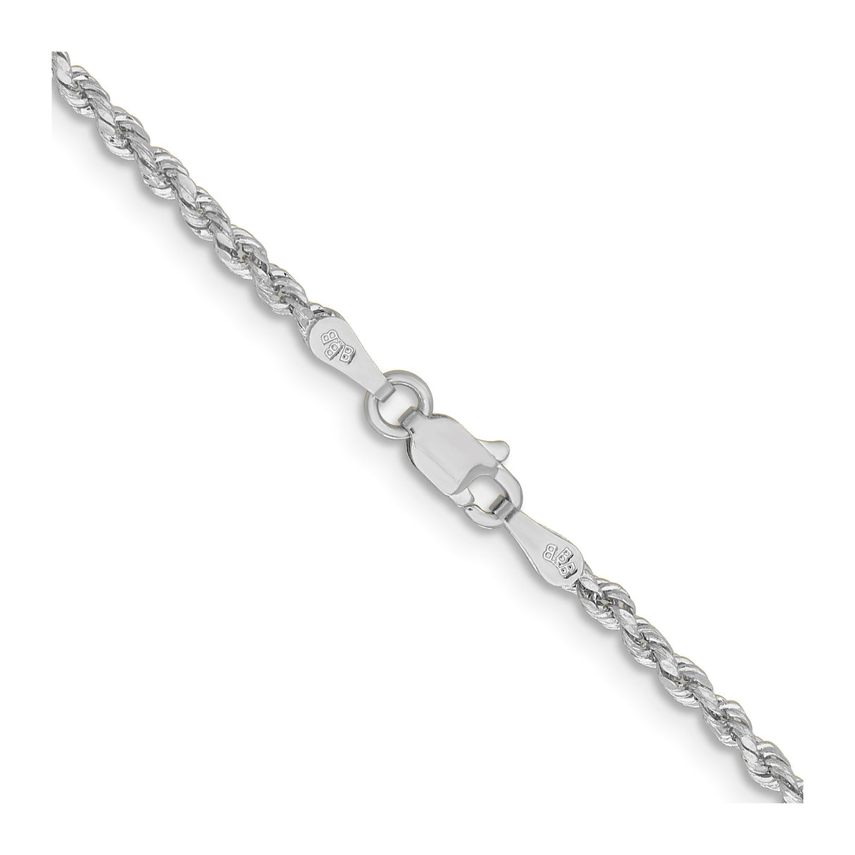 14K White Gold 2 mm Rope Chain Necklace alternate angle