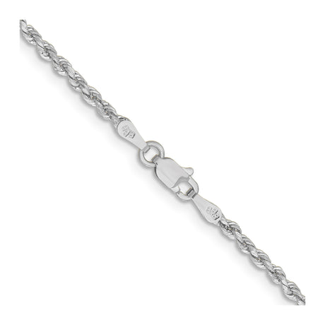 14K White Gold 2 mm Rope Chain Necklace alternate angle