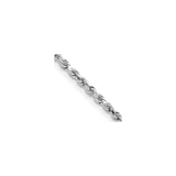 14K White Gold 2 mm Rope Chain Necklace detail view