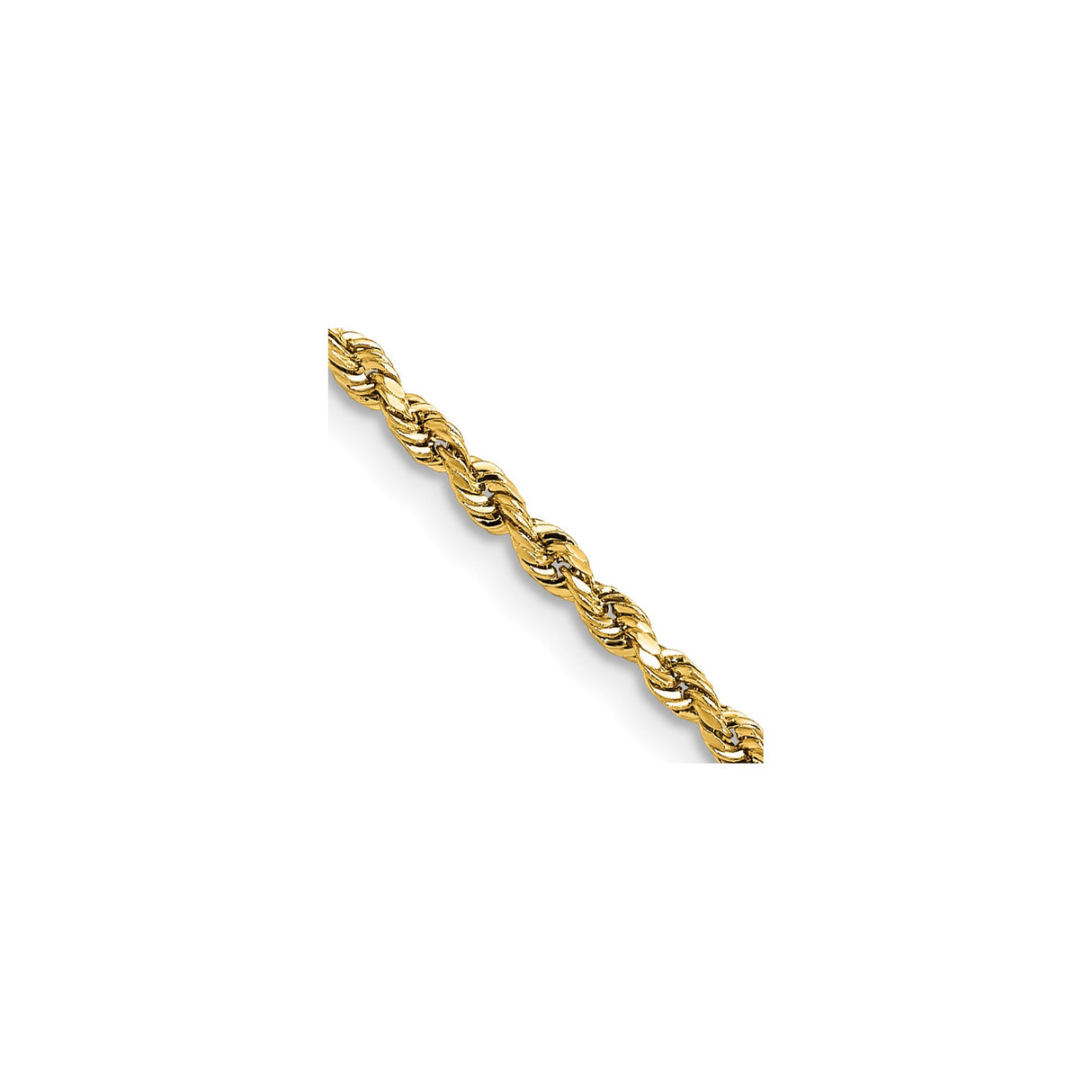 14K Yellow Gold 2.3 mm Rope Chain Necklace detail view