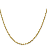 14K Yellow Gold 2.25 mm Rope Chain Necklace, Polished