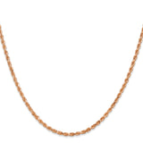 14K Rose Gold 2.25 mm Rope Chain Necklace, Polished
