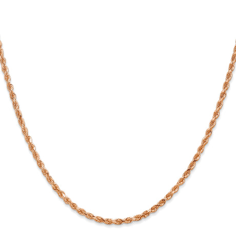 14K Rose Gold 2.25 mm Rope Chain Necklace, Polished