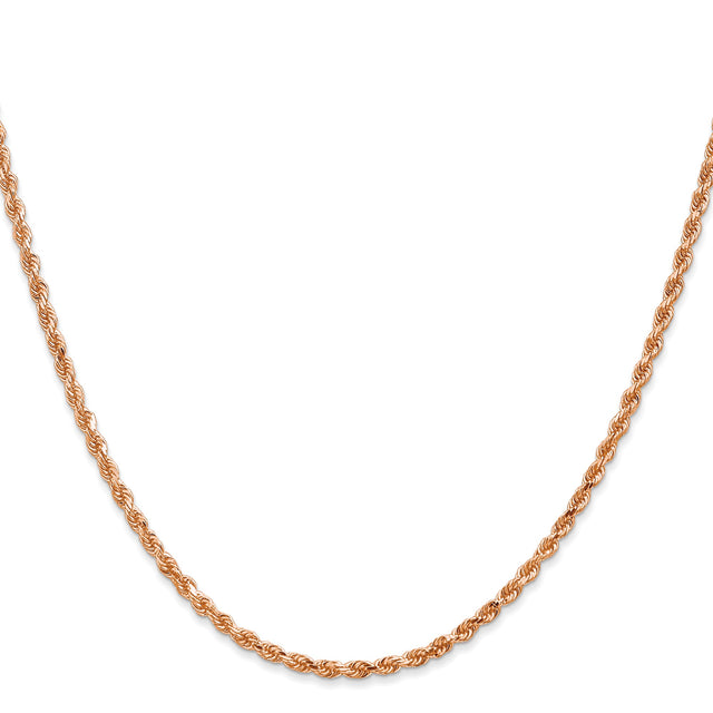 14K Rose Gold 2.25 mm Rope Chain Necklace, Polished