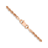 14K Rose Gold 2.25 mm Rope Chain Necklace, Polished alternate angle