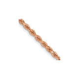 14K Rose Gold 2.25 mm Rope Chain Necklace, Polished detail view
