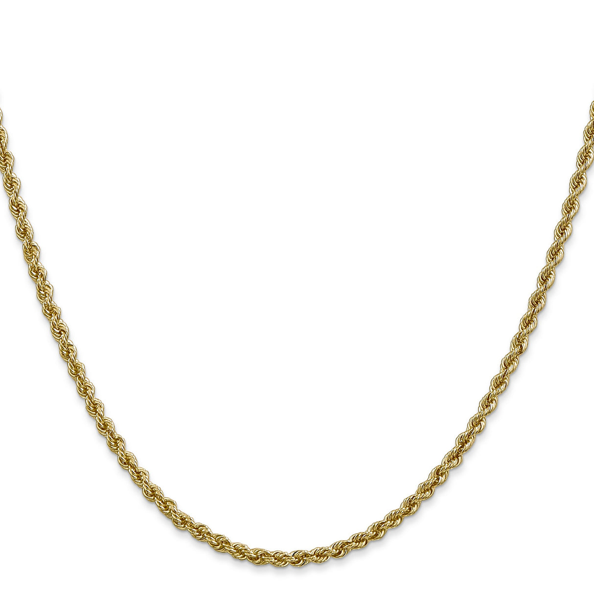 14K Yellow Gold 2.5 mm Rope Chain Necklace, Polished