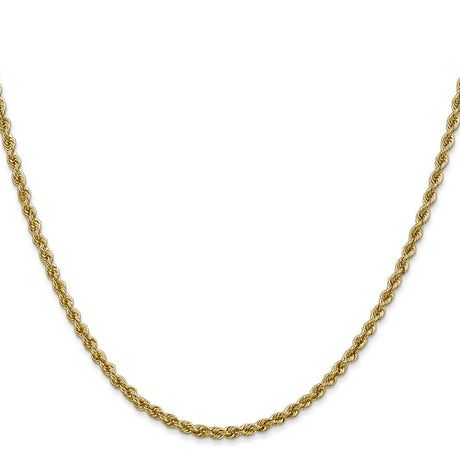 14K Yellow Gold 2.5 mm Rope Chain Necklace, Polished