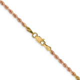 14K Tri-color Gold 2.5 mm Rope Chain Necklace, Polished alternate angle