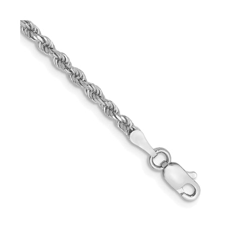 10K White Gold 2.25 mm Rope Chain Bracelet, Polished