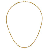 14K Yellow Gold 2.75 mm Rope Chain Necklace, Polished detail view