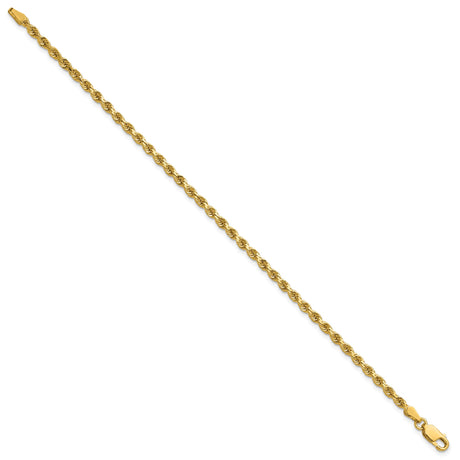 14K Yellow Gold 2.75 mm Rope Chain Anklet, Polished