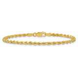 14K Yellow Gold 2.75 mm Rope Chain Anklet, Polished alternate angle