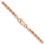 14K Rose Gold 2.75 mm Rope Chain Necklace, Polished alternate angle