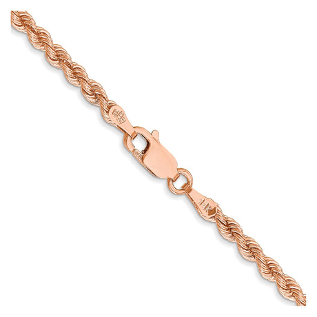 14K Rose Gold 2.75 mm Rope Chain Necklace, Polished alternate angle