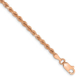14K Rose Gold 2.75 mm Rope Chain Bracelet, Polished shown for scale