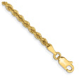 14K Yellow Gold 2.75 mm Rope Chain Anklet, Polished