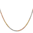 14K Tri-color Gold 2.9 mm Rope Chain Necklace, Polished