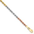 14K Tri-color Gold 2.9 mm Rope Chain Bracelet, Polished