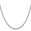 14K White Gold 2.75 mm Rope Chain Necklace, Polished