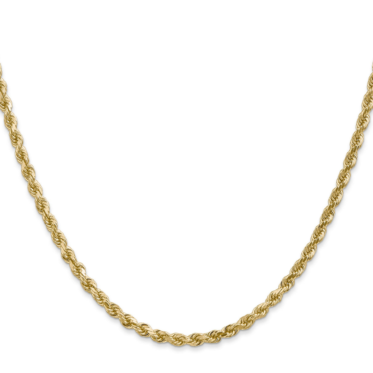 14K Yellow Gold 3 mm Rope Chain Necklace, Polished