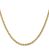 14K Yellow Gold 3 mm Rope Chain Necklace, Polished