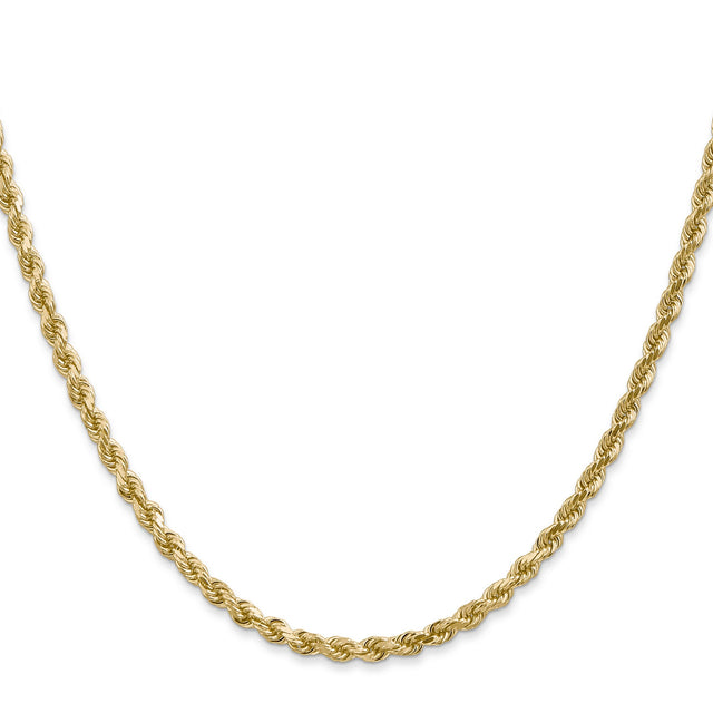 14K Yellow Gold 3 mm Rope Chain Necklace, Polished