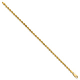 14K Yellow Gold 3 mm Rope Chain Anklet, Polished