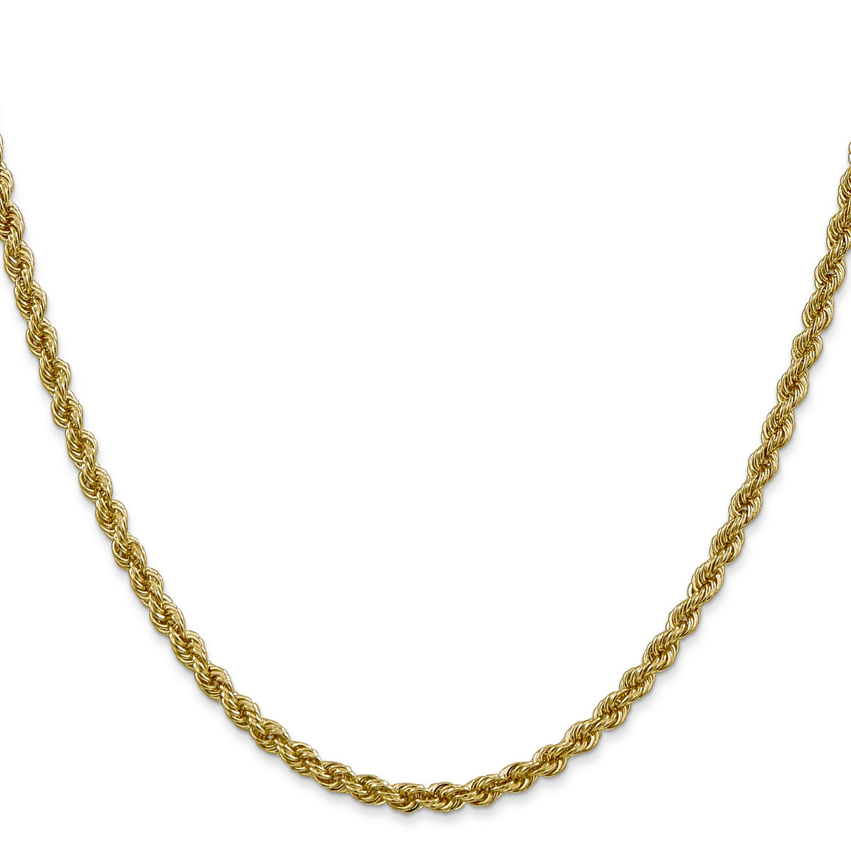 14K Yellow Gold 3 mm Rope Chain Necklace, Polished