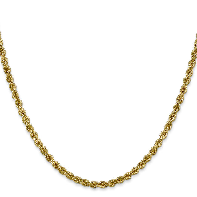 14K Yellow Gold 3 mm Rope Chain Necklace, Polished