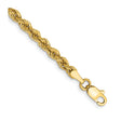 14K Yellow Gold 3 mm Rope Chain Anklet, Polished