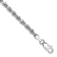 14K White Gold 3 mm Rope Chain Anklet, Polished