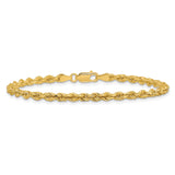 14K Yellow Gold 3.25 mm Rope Chain Bracelet, Polished alternate angle