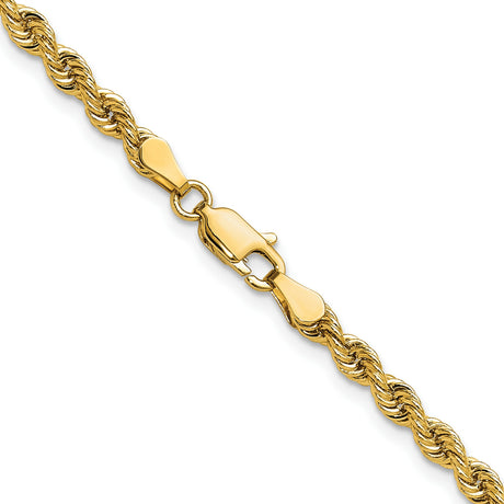 14K Yellow Gold 3.3 mm Rope Chain Necklace, Polished alternate angle