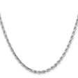 14K White Gold 3.25 mm Rope Chain Necklace, Polished