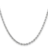 14K White Gold 3.25 mm Rope Chain Necklace, Polished