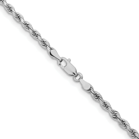 10K White Gold 3.25 mm Rope Chain Necklace, Polished alternate angle