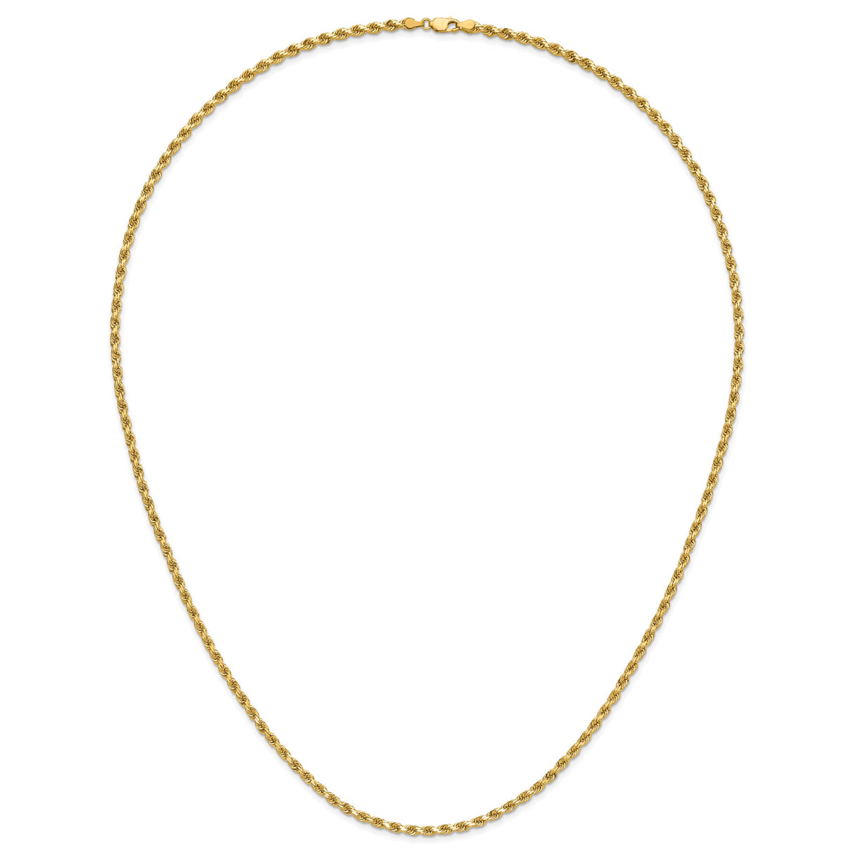 14K Yellow Gold 3.5 mm Rope Chain Necklace, Polished detail view