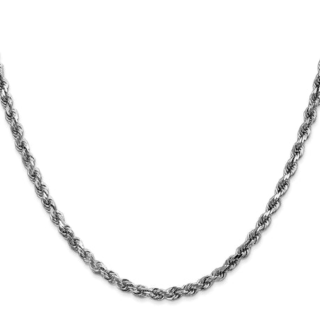 10K White Gold 3.5 mm Rope Chain Necklace, Polished