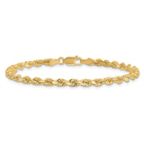 14K Yellow Gold 3.5 mm Rope Chain Anklet, Polished