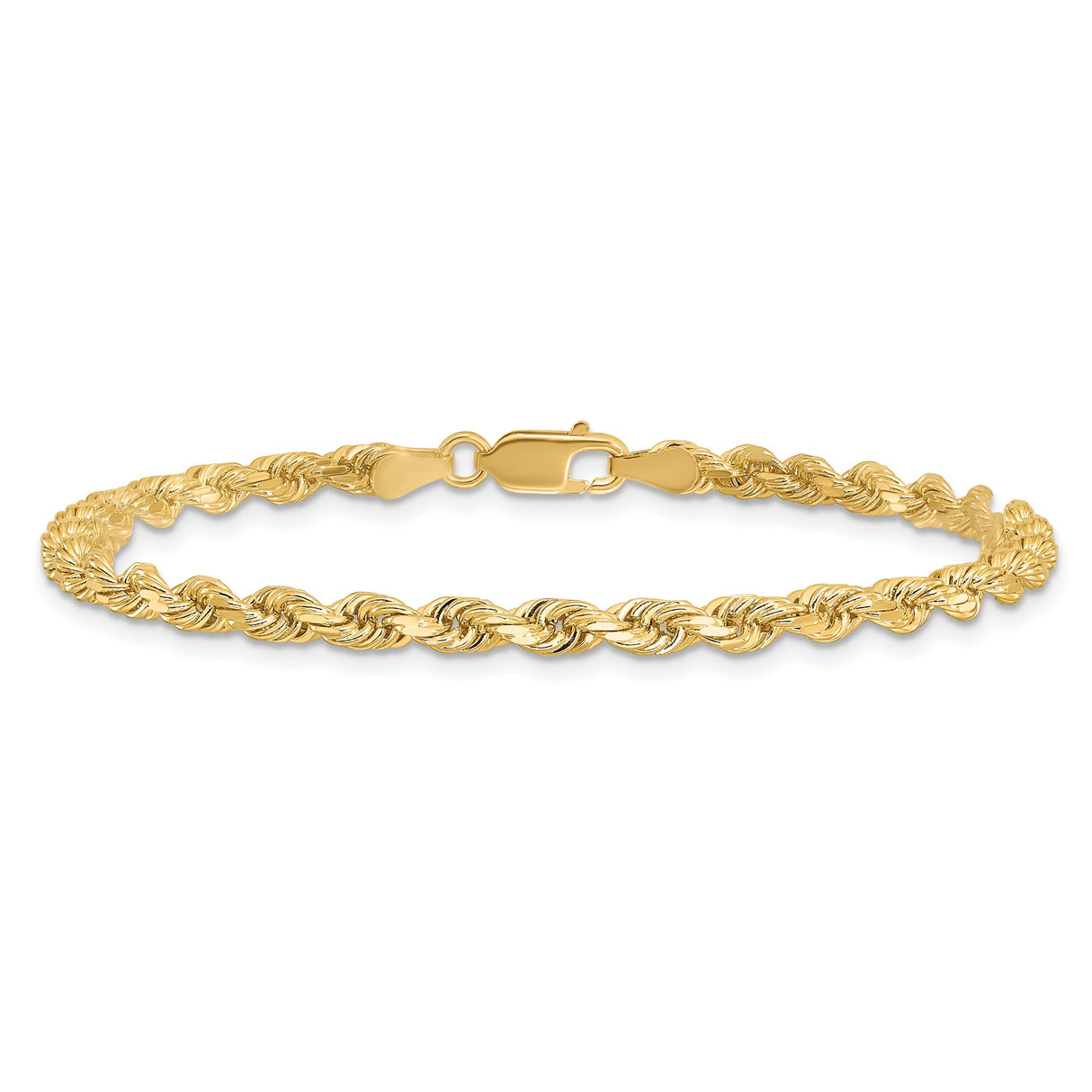 14K Yellow Gold 3.5 mm Rope Chain Bracelet, Polished