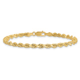 14K Yellow Gold 3.5 mm Rope Chain Bracelet, Polished