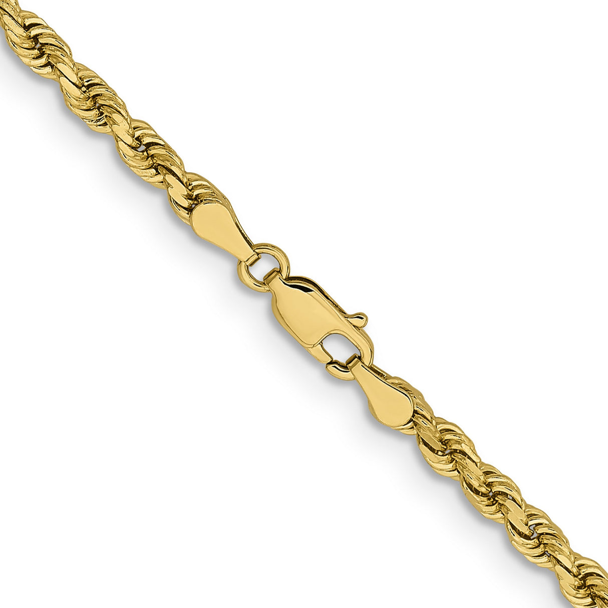 14K Yellow Gold 3.75 mm Rope Chain Necklace, Polished detail view